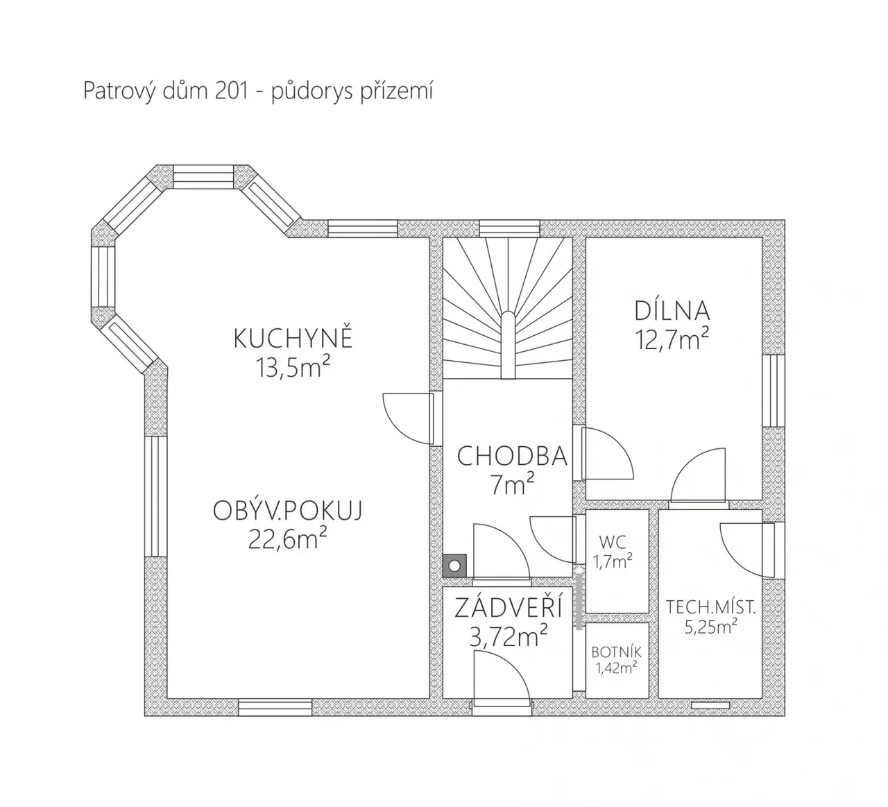 Patrový dům 201 — půdorys přízemí